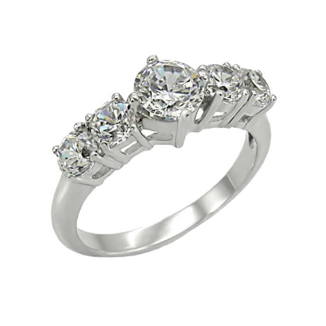 True Romance - Women's High Polished Stainless Steel Ring with AAA Grade CZ Clear Stones