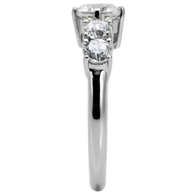 True Romance - Women's High Polished Stainless Steel Ring with AAA Grade CZ Clear Stones