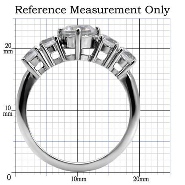 True Romance - Women's High Polished Stainless Steel Ring with AAA Grade CZ Clear Stones