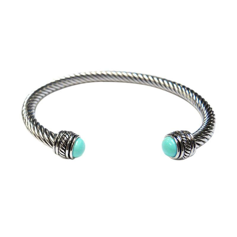 Twisted Turquoise - Turquoise Stone Bangle
