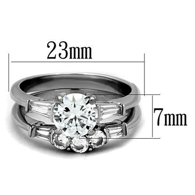 Valerie - Women's High Polished Stainless Steel Wedding Set with AAA Grade Clear CZ Stones
