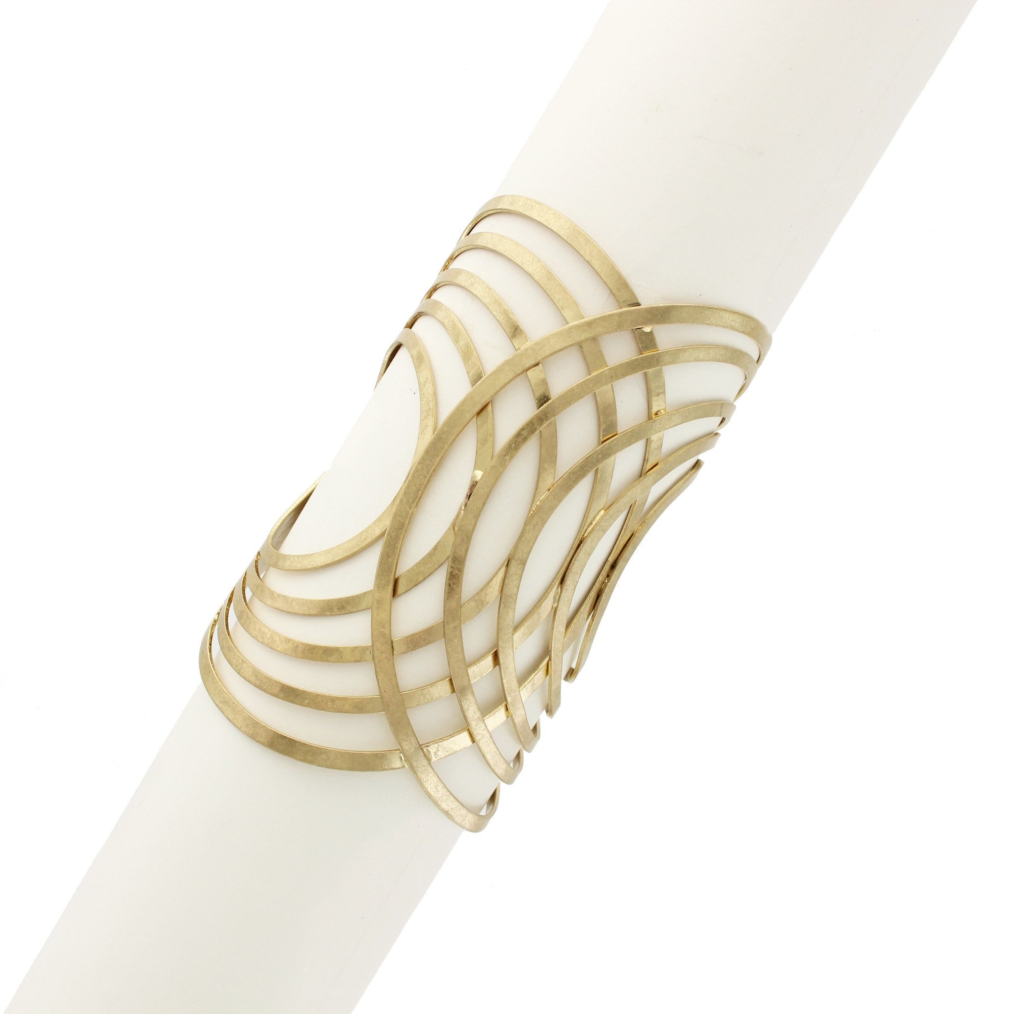 Sparkling Sage - Detailed Cutout Overlapping Design Cuff Bracelet