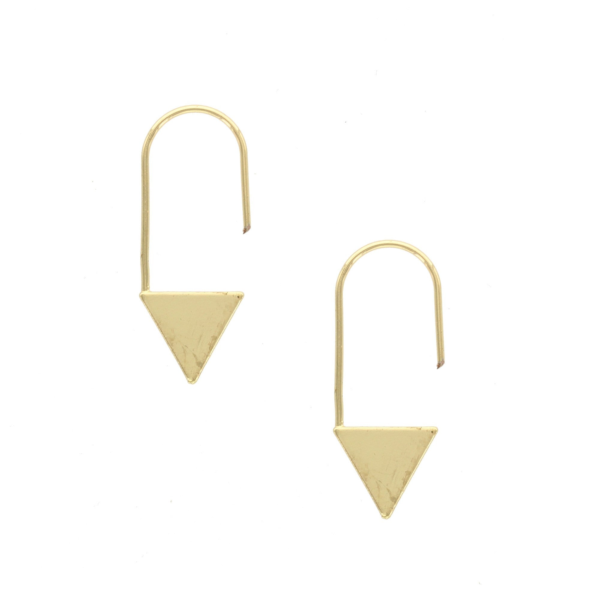 Sparkling Sage - Shiny Triangle Hook Earrings