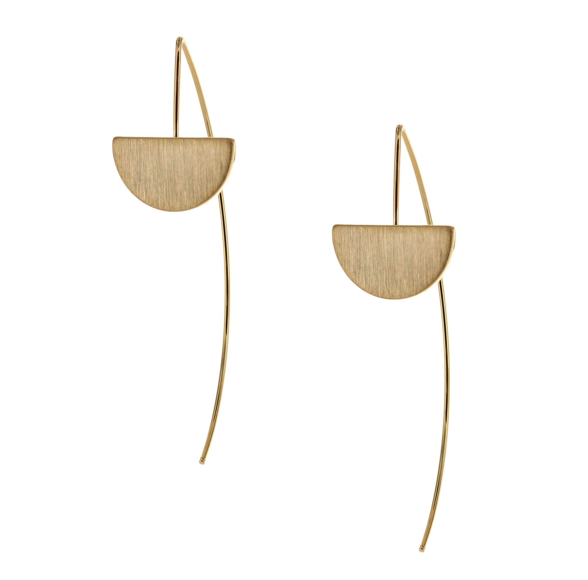Sparkling Sage - Detailed Half Circle Long Fish Hook Earrings