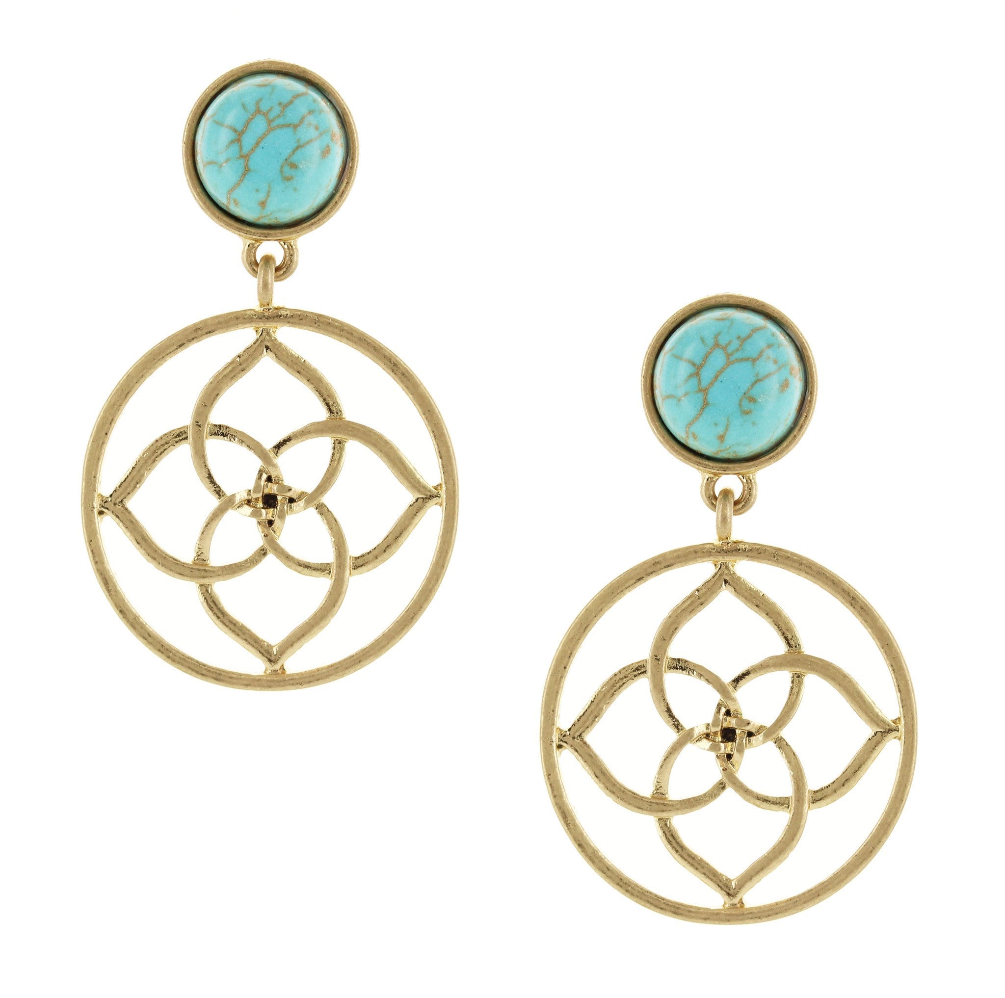 Sparkling Sage - Stone and Filigree Detail Drop Earrings
