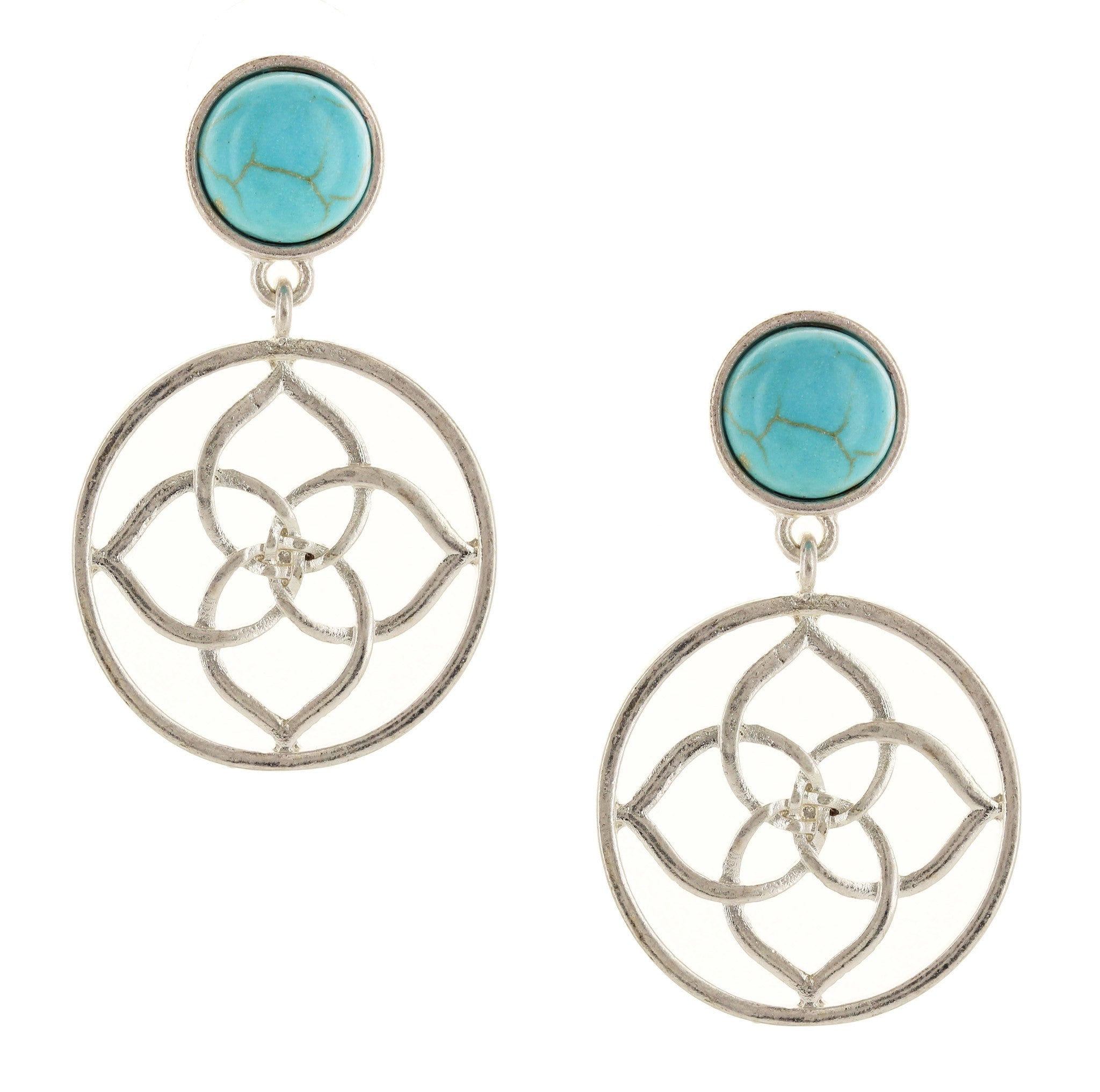 Sparkling Sage - Stone and Filigree Detail Drop Earrings