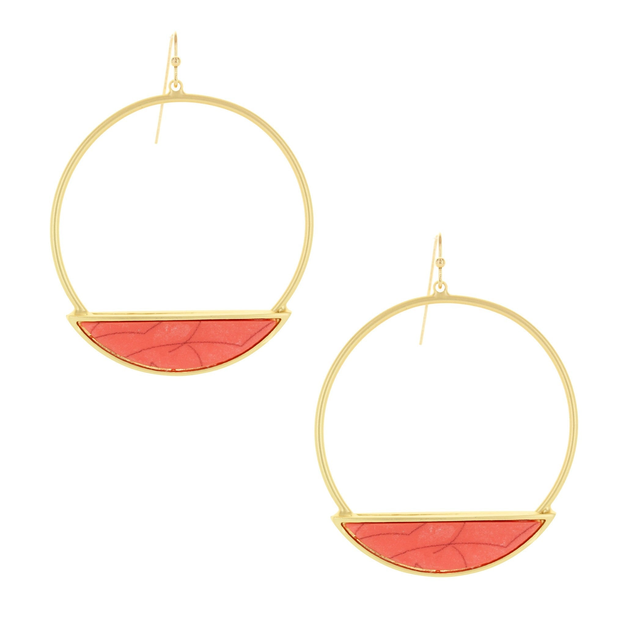 Sparkling Sage - Detailed Hoop and Half Circle Drop Earrings