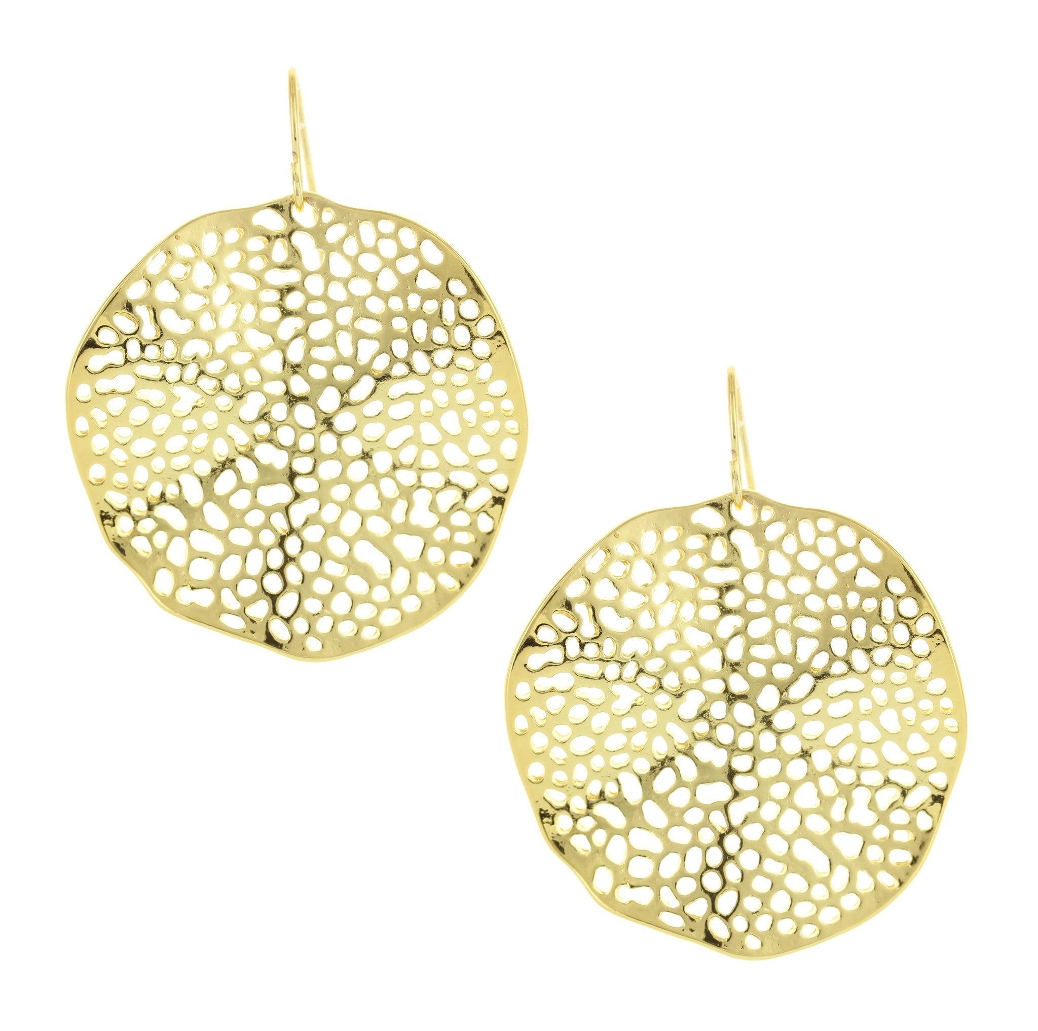 Sparkling Sage - Detailed Cutout Wavy Circle Drop Earrings
