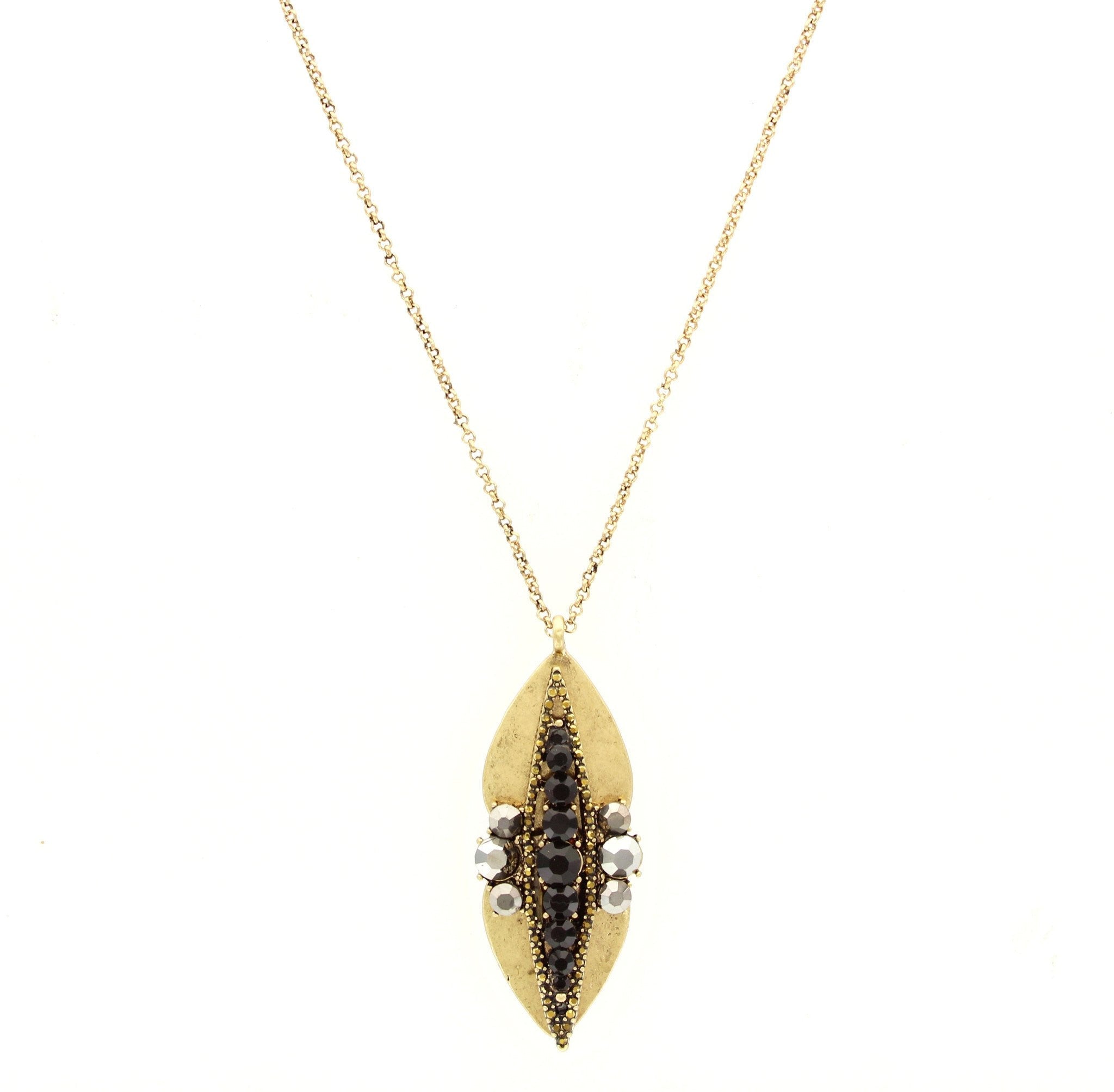 Sparkling Sage - Stone Embellished Long Pendant Necklace