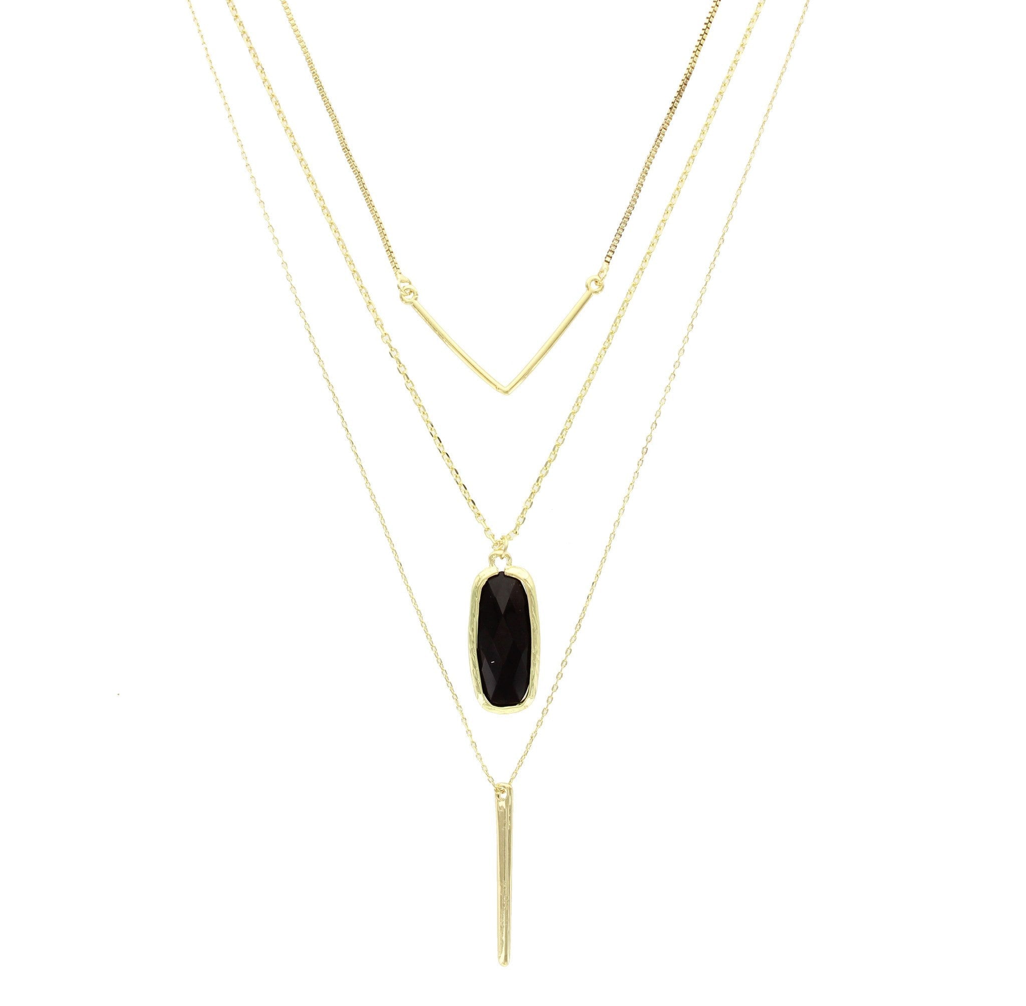 Sparkling Sage - Three Layer Mixed Pendant Necklace