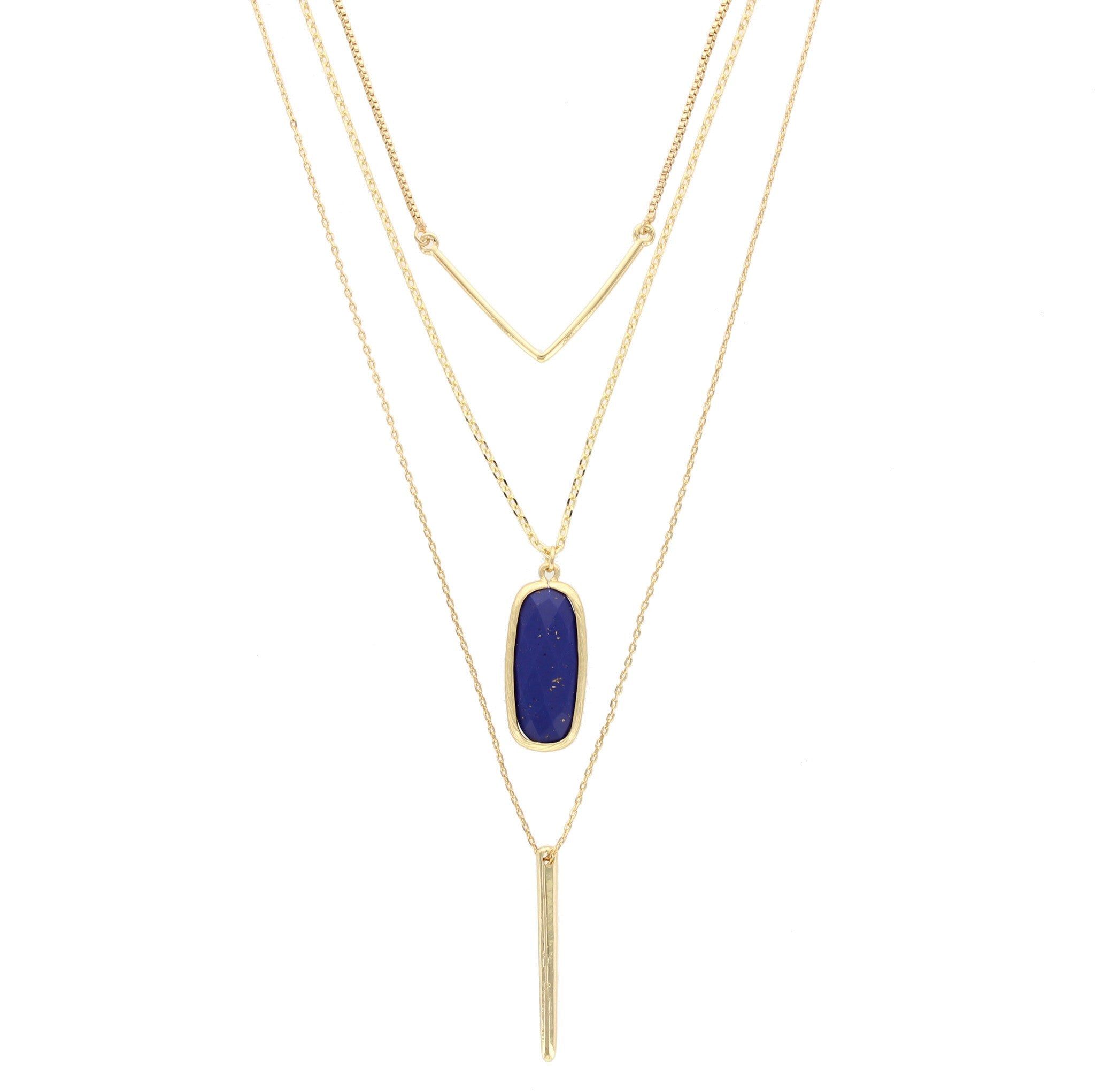 Sparkling Sage - Three Layer Mixed Pendant Necklace