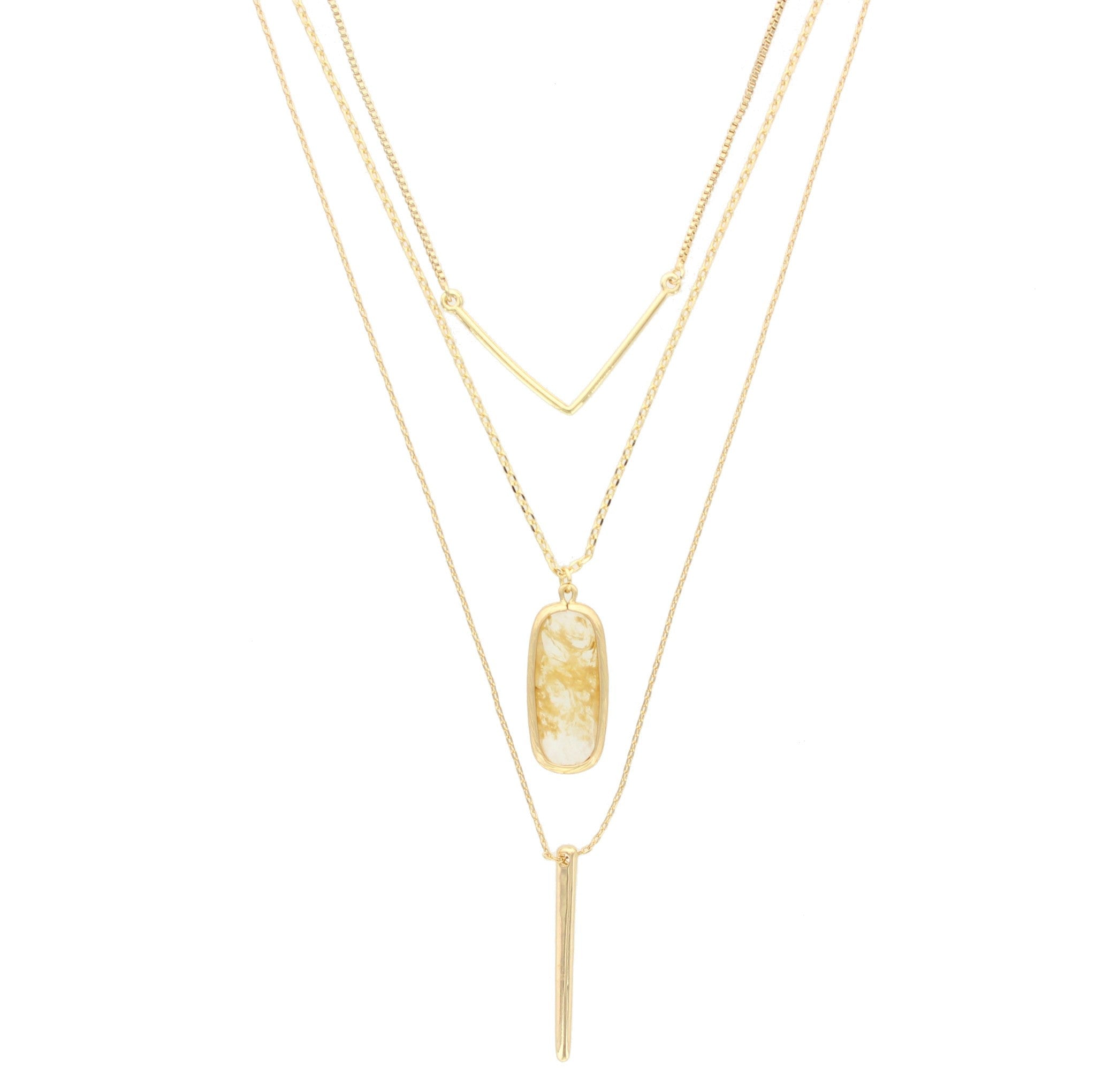Sparkling Sage - Three Layer Mixed Pendant Necklace