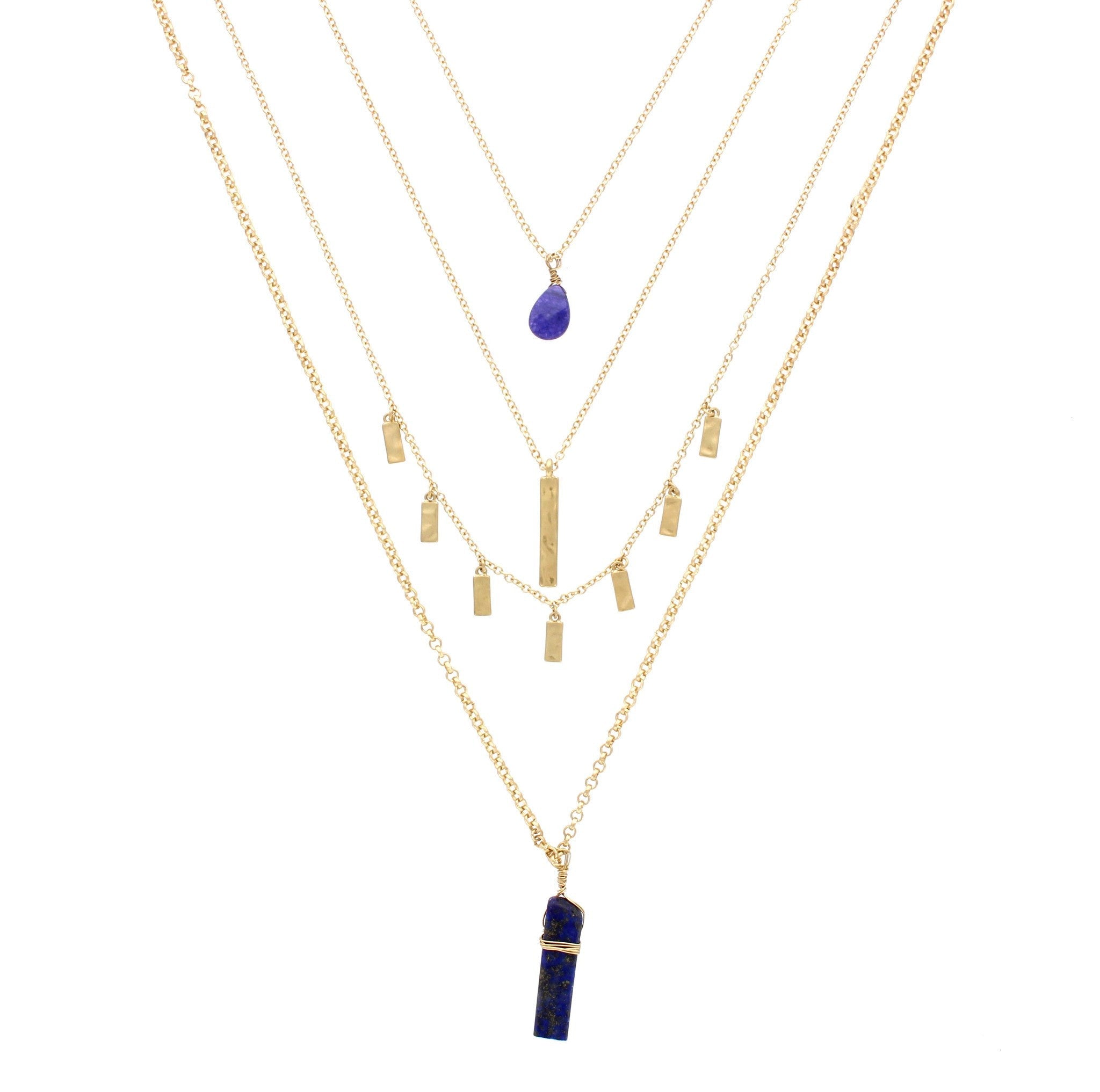 Sparkling Sage - Detailed Metal and Stone Layered Necklace
