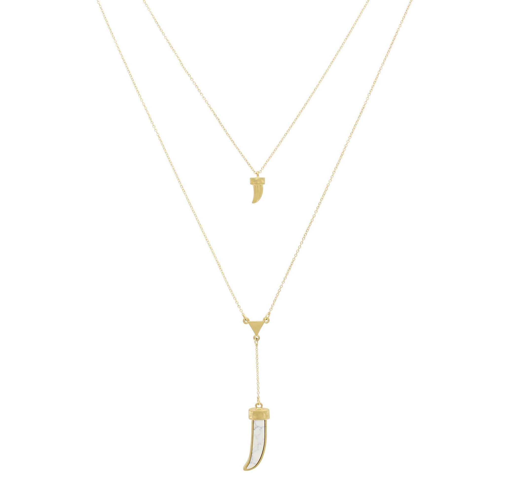 Sparkling Sage - Detailed Stone Layered Tusk Necklace