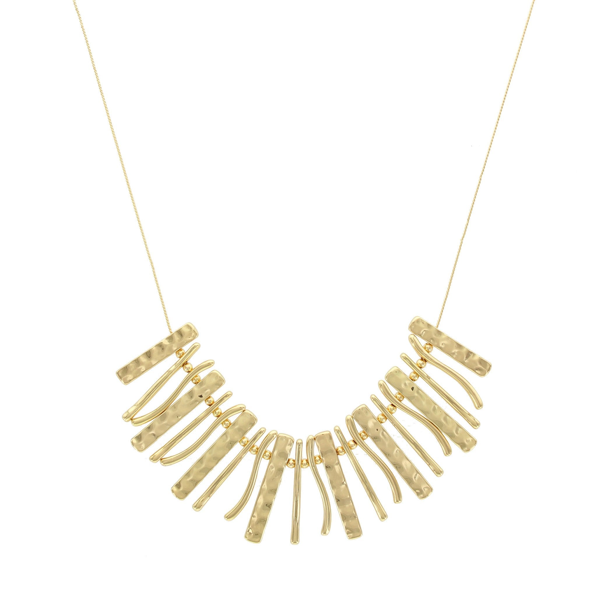 Sparkling Sage - Mixed Texture Metal Bib Necklace