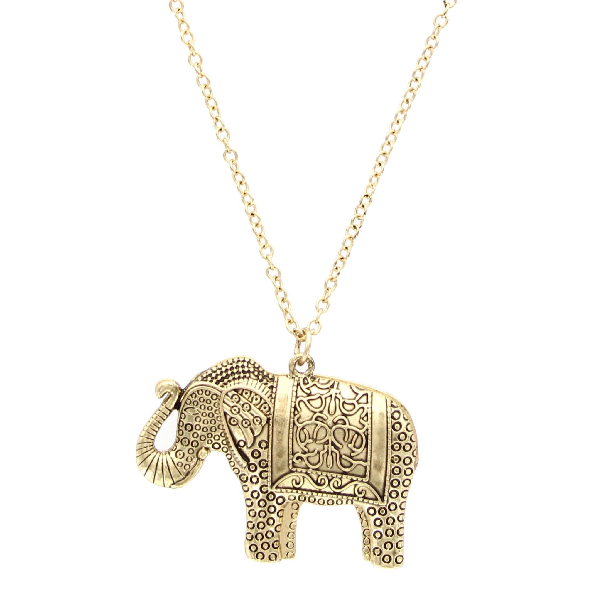Sparkling Sage - Detailed Elephant Pendant Necklace