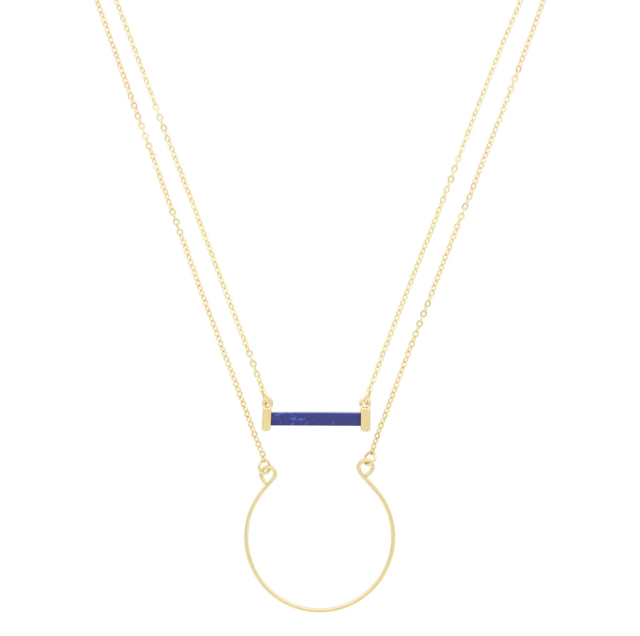 Sparkling Sage - Rectangle and Horseshoe Shape Layer Necklace