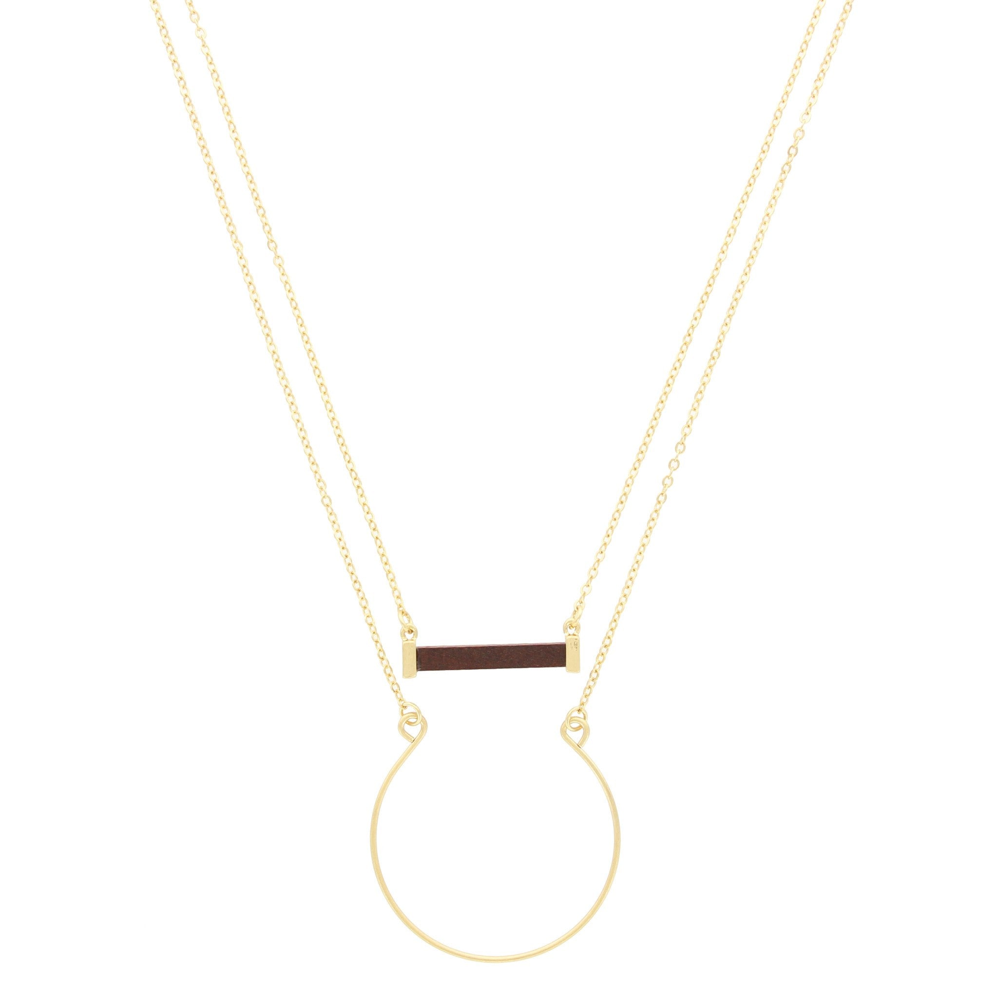 Sparkling Sage - Rectangle and Horseshoe Shape Layer Necklace