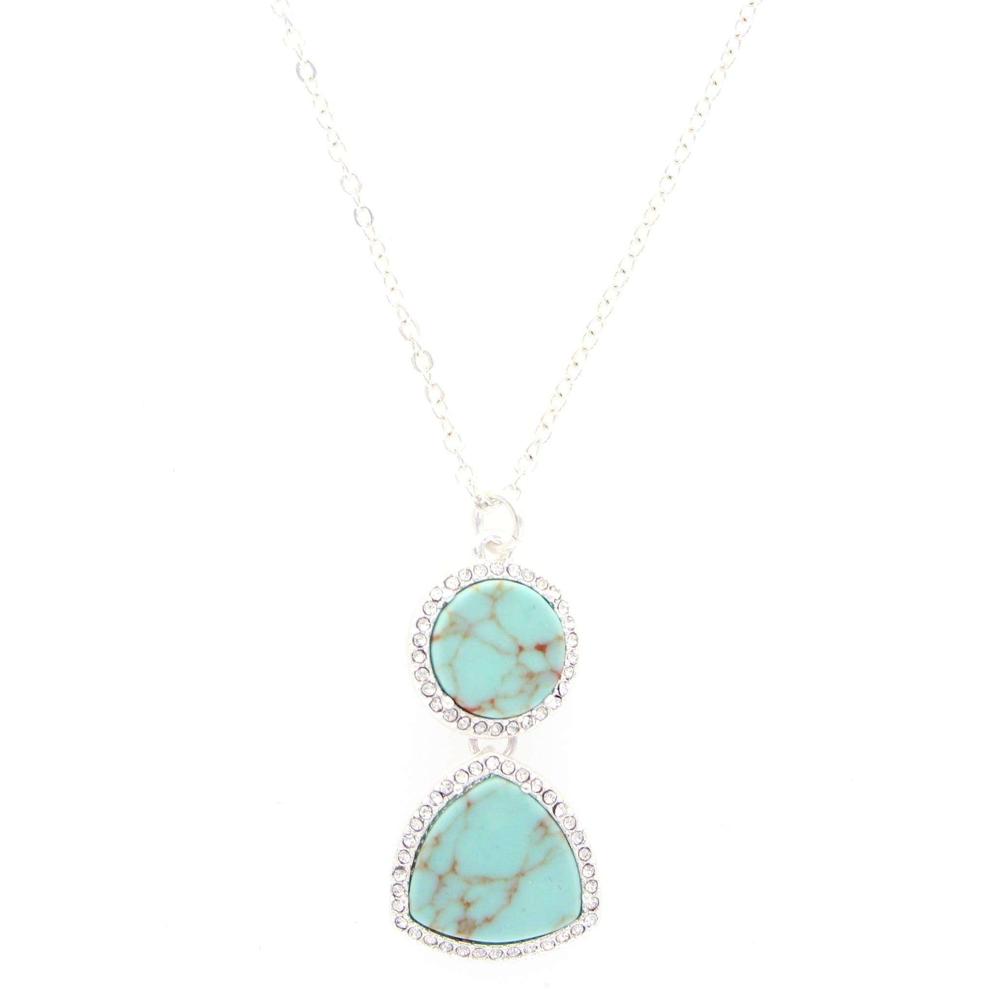Sparkling Sage - Crystal Embellished Mixed Shape Pendant Necklace