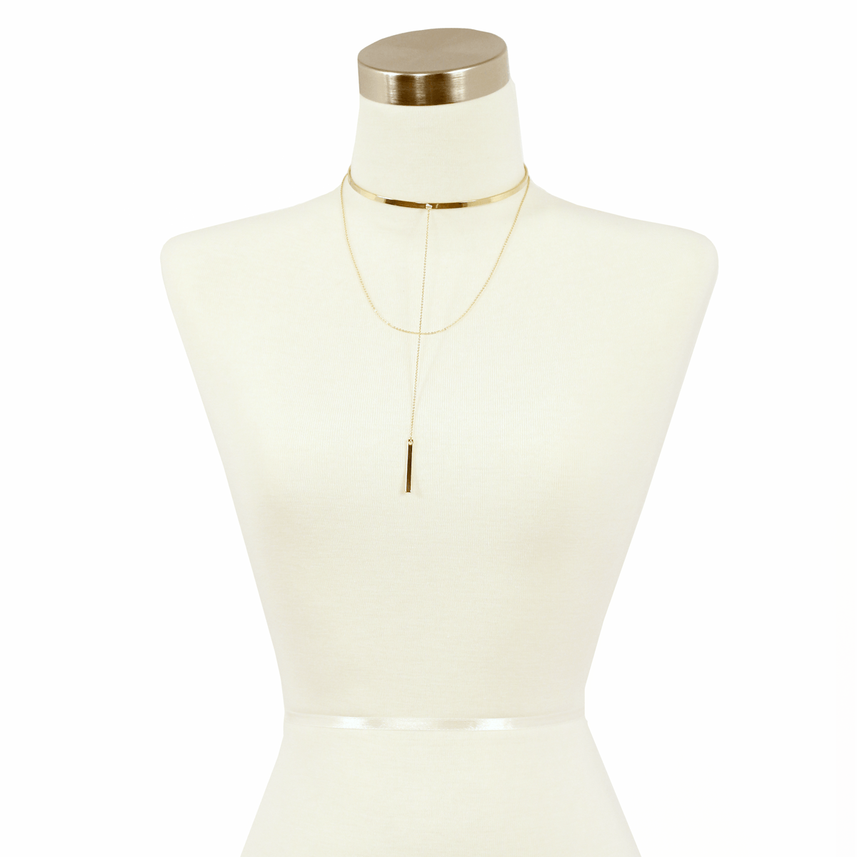 Sparkling Sage - Chunky Metal Choker and Layered Drop Chain Necklace