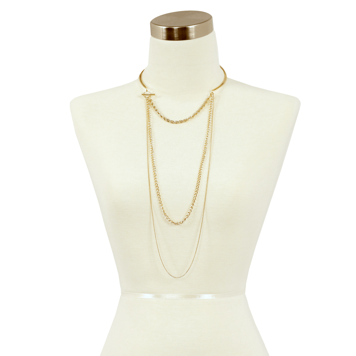 Sparkling Sage - Detailed Open Cuff Choker with Layered Chain Necklace