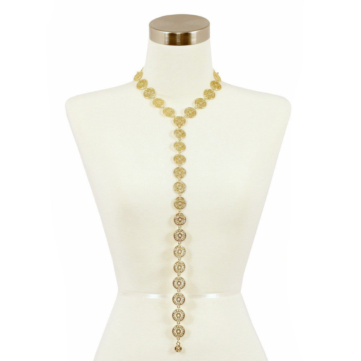 Sparkling Sage - Detailed Coin Choker and Y Necklace