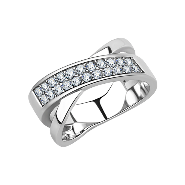 A Beautiful Women's Stainless Steel CZ Statement Ring
