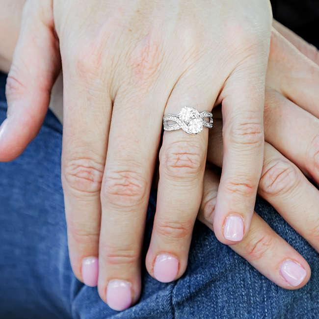 Wrapped Around You - Women's Elegant Rhodium Plated Brass Ring with Two AAA Grade Clear Round CZ Stones