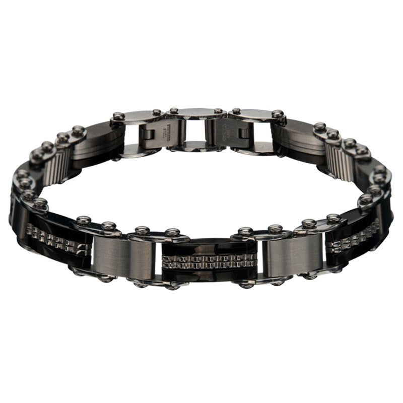 Turbo - Stainless Steel Black Polished Reversible Bracelet