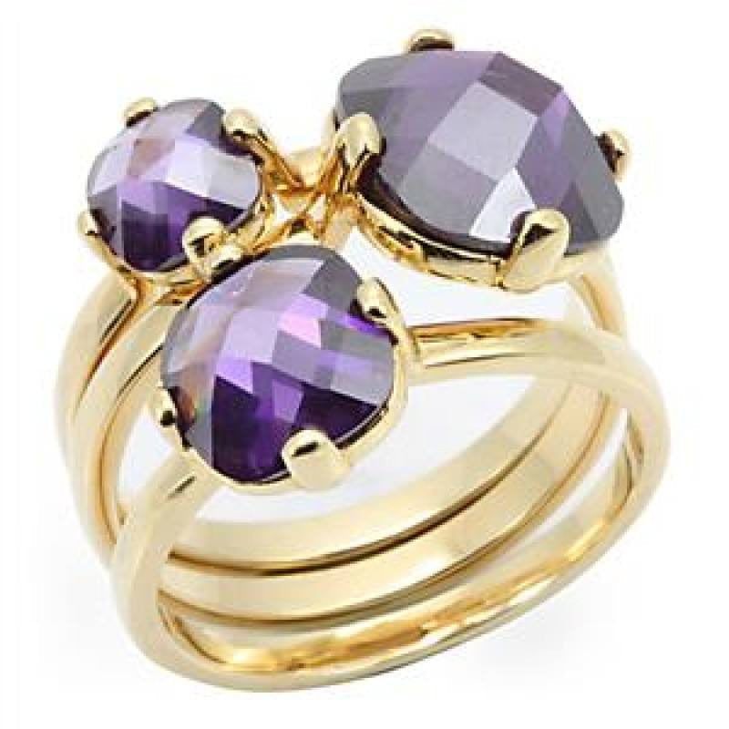 Royalty - FINAL SALE Amethyst tone and gold set of 3 stacking rings