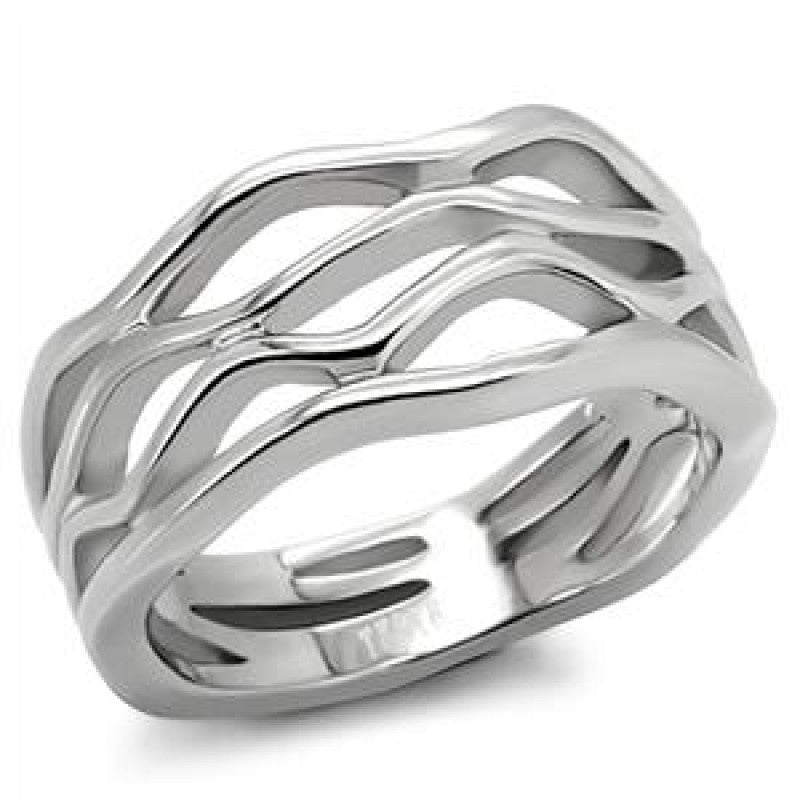 Wave Baby - FINAL SALE Multi Layered stacked look wave design silver stainless steel ring