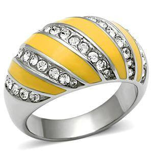 Sunshine Symphony - FINAL SALE Yellow Epoxy Inlaid with Top Quality Aurora Borealis Crystals Gorgeous Ring