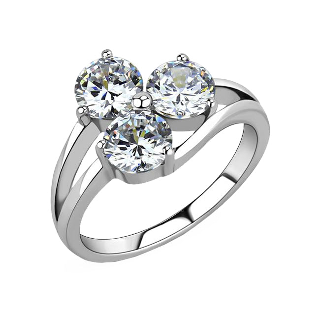 Juliette - Women's Stainless Steel Clear CZ Trio Ring