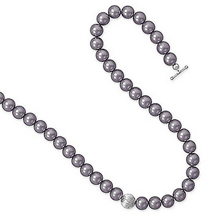 Allure Necklace - FINAL SALE Elegant Mauve Glass Pearl Necklace with Sterling Silver Clasp