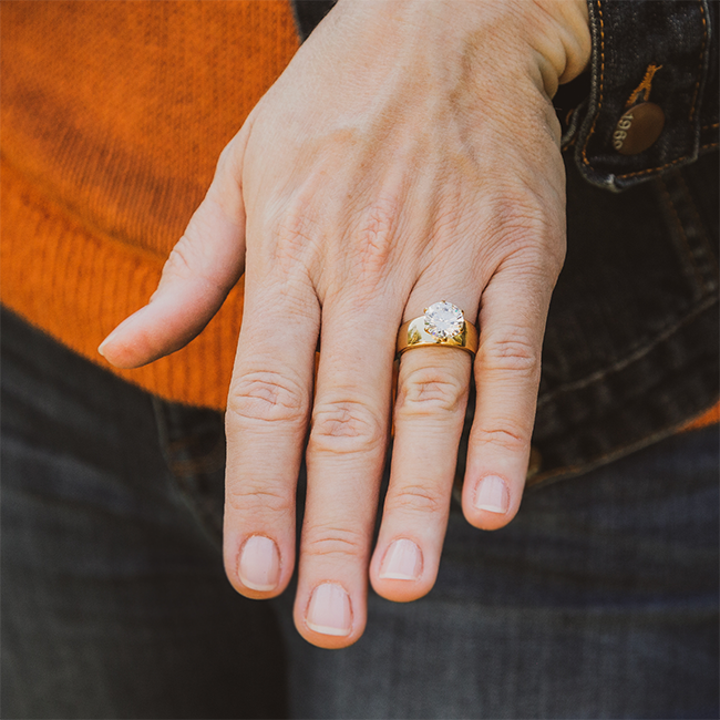 More Than Words In Gold - A Breathtaking Gold Ion Plated Engagement Ring With A Cubic Zirconia 3.87 CT. Eq. Stone
