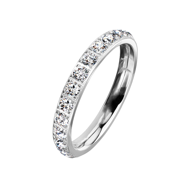 Persuasion - Classic Design Titanium Wedding Ring with Cubic Zirconias
