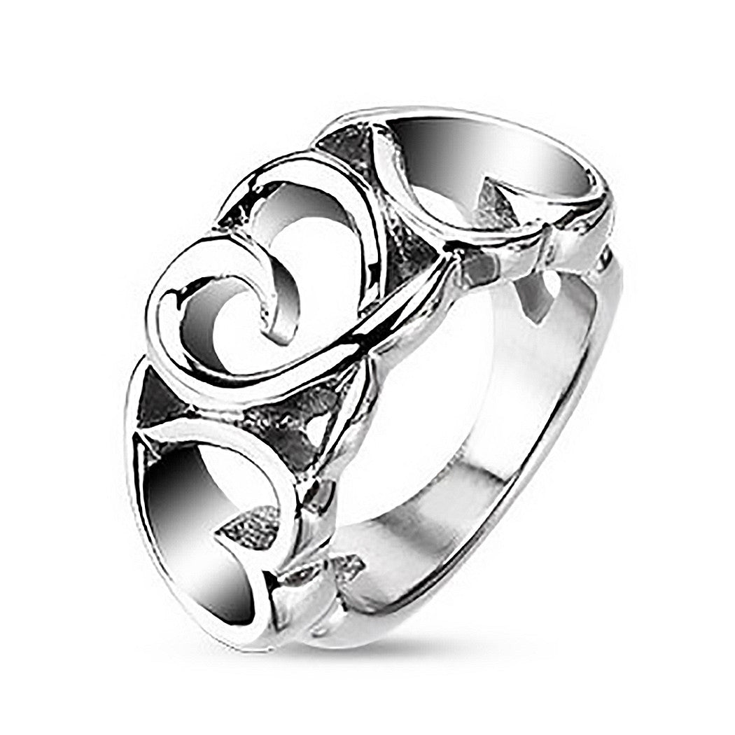 Amore - FINAL SALE Triple Hearts Stainless Steel Love Ring