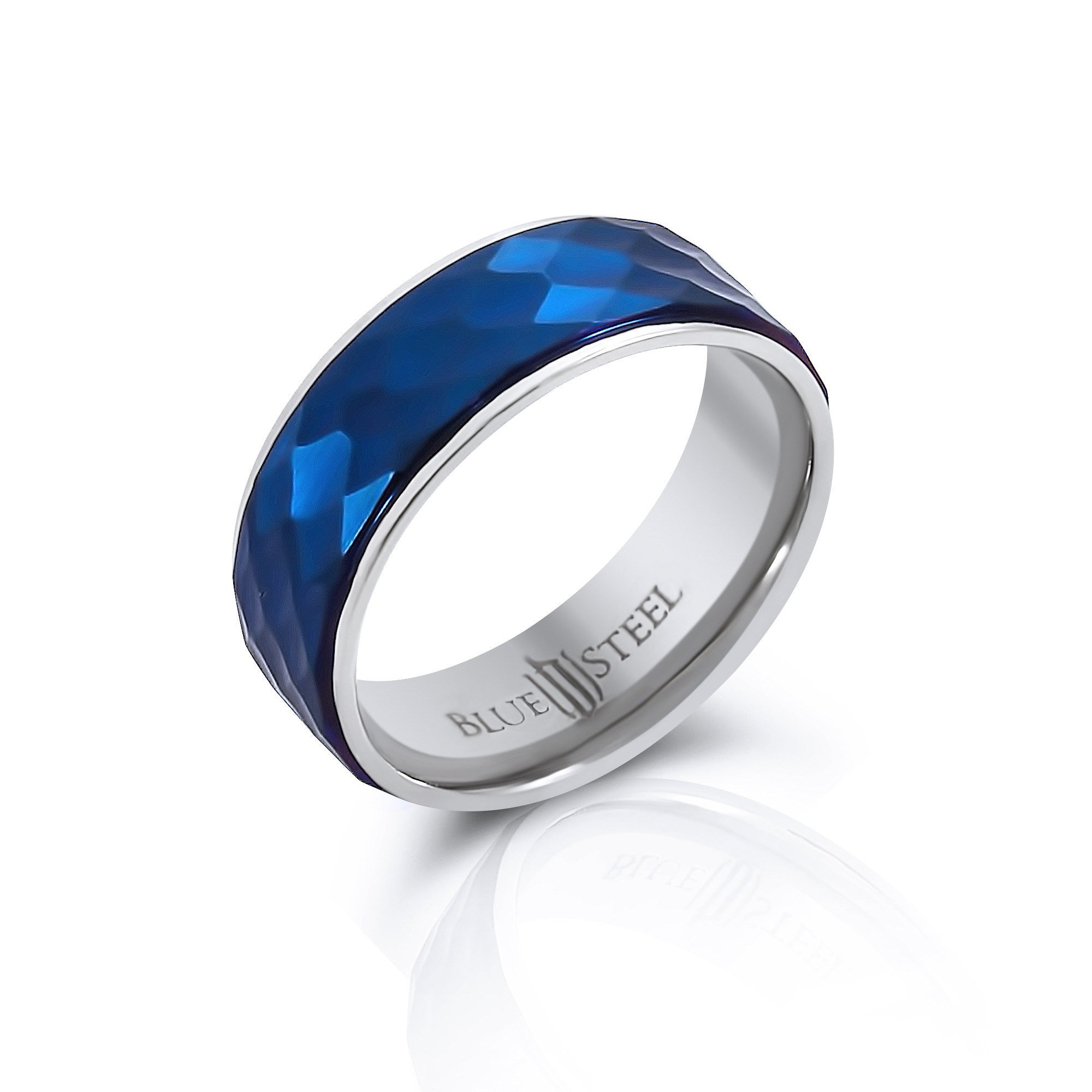 Chicago Blues - FINAL SALE Multi faceted blue IP and silver stainless steel men’s ring