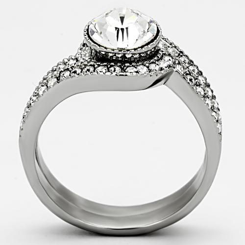 Together As One - Women's Stainless Steel Intertwined Rings With Cz Stones