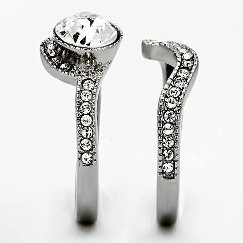 Together As One - Women's Stainless Steel Intertwined Rings With Cz Stones