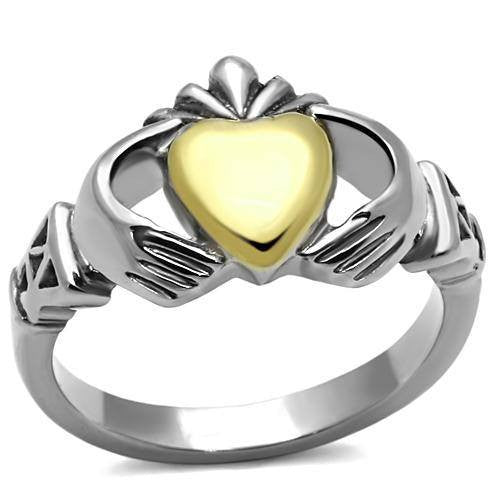 Gold Heart Claddagh - FINAL SALE Two Tone Traditional Irish Stainless Steel Ring