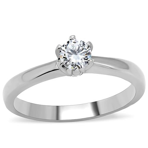 One and Only - Stainless Steel Clear Solitaire CZ Ring