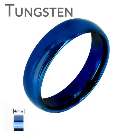 4mm Blue Ceramic Wedding Band - High Polished Smooth Ring, Size 4 (Scratch Resistant & Hypoallergenic)